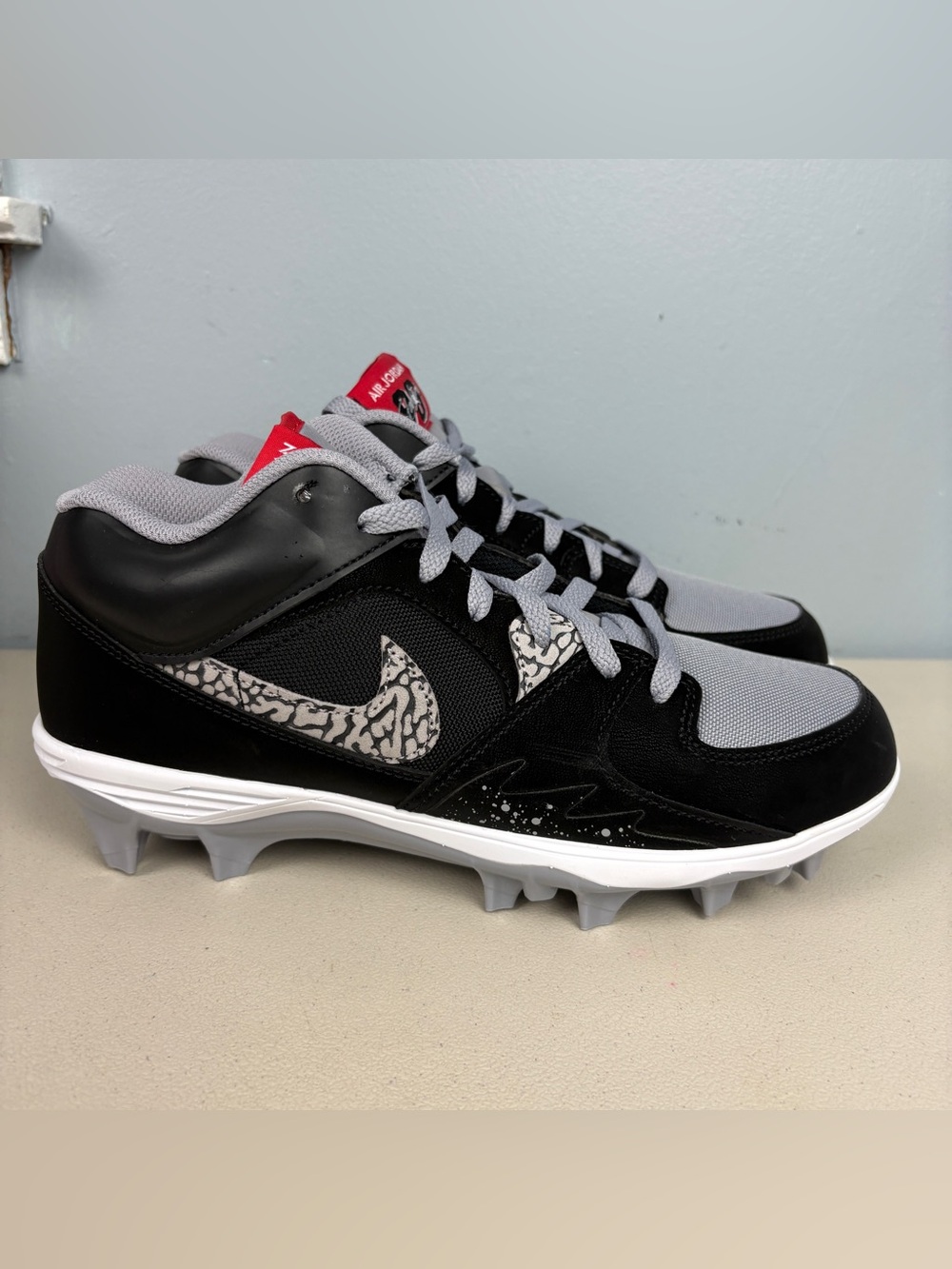 Nike Air Jordan Stadium 90 Low TD Black Cement Football HQ0210-060 Men Size 9.5
